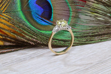 Load image into Gallery viewer, All Natural and Non Treated Yellow Sapphire and Pear Drop cut Diamond Trilogy Ring