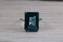 Load image into Gallery viewer, Large 14ct London Blue Topaz set White Gold Ring