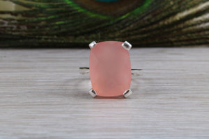 Large 14 carat Pink Chalcedony set White Gold Ring