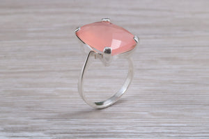 Large 14 carat Pink Chalcedony set White Gold Ring