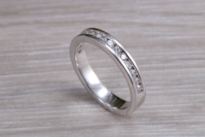 Half carat Round cut Diamonds Chanel set Ring, Available in your Choice of Precious Metals