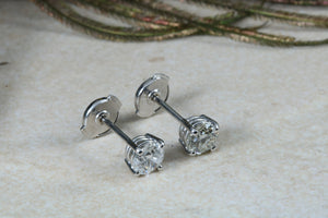 One carat Diamond set Solitaire Stud Earrings