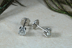 One carat Diamond set Solitaire Stud Earrings