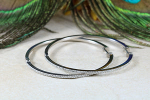 Very large 50 mm Round Diamond set Hoop Earrings Made From Best 950 Grade Platinum