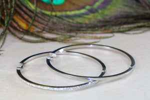 Very large 50 mm Round Diamond set Hoop Earrings Made From Best 950 Grade Platinum