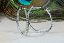 Load image into Gallery viewer, Very Large Full Diamond set White Gold Oval Hoop Earrings