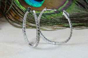 Very Large Full Diamond set White Gold Oval Hoop Earrings
