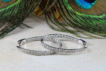 Load image into Gallery viewer, Very Large Full Diamond set White Gold Oval Hoop Earrings