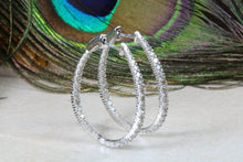 Load image into Gallery viewer, Very Large Full Diamond set White Gold Oval Hoop Earrings