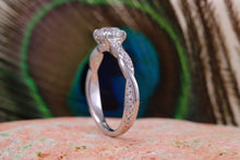 Load image into Gallery viewer, Beautiful Charles and Colvard Mossainte with natural diamonds platinum engement ring,best Forever One grade Diamond