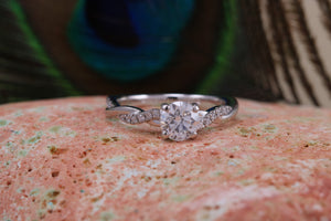 Beautiful Charles and Colvard Mossainte with natural diamonds platinum engement ring,best Forever One grade Diamond