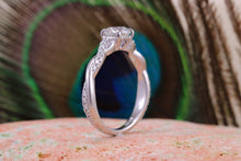 Load image into Gallery viewer, Beautiful Charles and Colvard Mossainte with natural diamonds platinum engement ring,best Forever One grade Diamond
