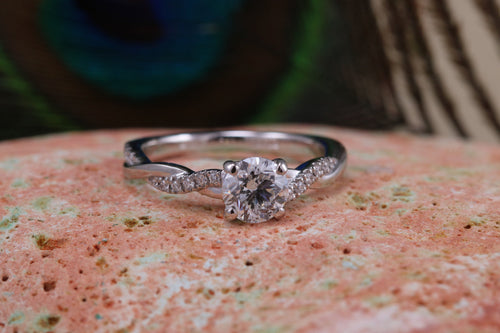Beautiful Charles and Colvard Mossainte with natural diamonds platinum engement ring,best Forever One grade Diamond