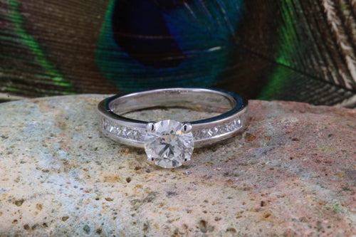 Gorgeous Charles and Colvard Mossainte with natural diamonds platinum engement ring,best Forever One grade Diamond