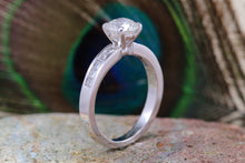 Load image into Gallery viewer, Gorgeous Charles and Colvard Mossainte with natural diamonds platinum engement ring,best Forever One grade Diamond