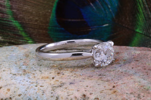 Traditional Platinum 1.00ct Diamond Solitaire. Forever One grade Moissanite Engagement Ring, best grade Moissanite