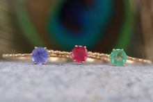 Load image into Gallery viewer, Dainty set of Three Tanzanite, Ruby and Emerald set Rings