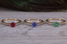 Load image into Gallery viewer, Dainty set of Three Tanzanite, Ruby and Emerald set Rings
