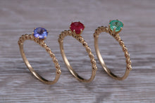Load image into Gallery viewer, Dainty set of Three Tanzanite, Ruby and Emerald set Rings
