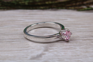 Pink Sapphire C Z set Silver Ring