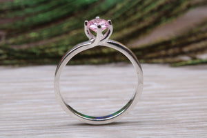 Pink Sapphire C Z set Silver Ring