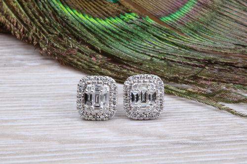 Very Dressy Diamond Cluster set 18ct White Gold Stud Earrings