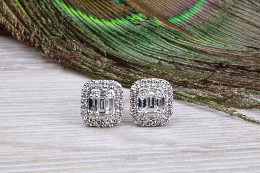 Very Dressy Diamond Cluster set 18ct White Gold Stud Earrings