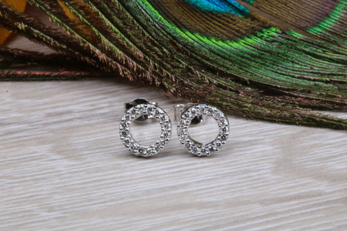 Full Circle Diamond set Platinum Stud Earrings