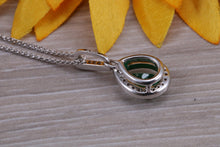 Load image into Gallery viewer, Emerald and Diamond Halo set 18ct White Gold Necklace