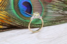 Load image into Gallery viewer, All Natural and Non Treated Yellow Sapphire and Pear Drop cut Diamond Trilogy Ring