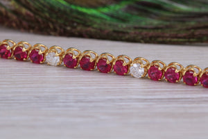 The Ultimate Ruby and Diamond set line bracelet, all natural non treated Rubies with D VVS1 grade natural diamonds set in 18ct yellow gold