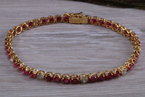 The Ultimate Ruby and Diamond set line bracelet, all natural non treated Rubies with D VVS1 grade natural diamonds set in 18ct yellow gold