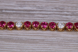 The Ultimate Ruby and Diamond set line bracelet, all natural non treated Rubies with D VVS1 grade natural diamonds set in 18ct yellow gold