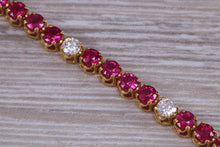 Load image into Gallery viewer, The Ultimate Ruby and Diamond set line bracelet, all natural non treated Rubies with D VVS1 grade natural diamonds set in 18ct yellow gold