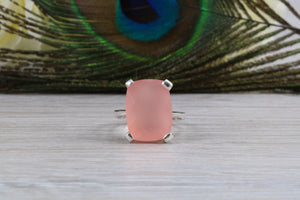 Large 14 carat Pink Chalcedony set White Gold Ring