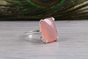 Large 14 carat Pink Chalcedony set White Gold Ring
