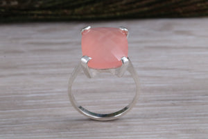 Large 14 carat Pink Chalcedony set White Gold Ring
