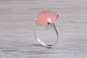 Large 14 carat Pink Chalcedony set White Gold Ring