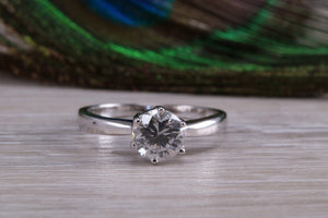 Sterling Silver cubic zirconia set one carat solitaire