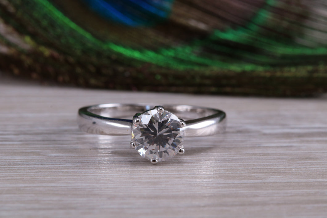 Sterling Silver cubic zirconia set one carat solitaire