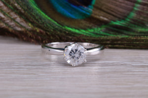 Sterling Silver cubic zirconia set one carat solitaire