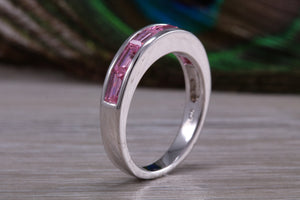 Ladies Sterling Silver Pink C Z set Ring