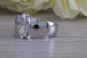 Sterling silver Marquise set dress ring, very unique design