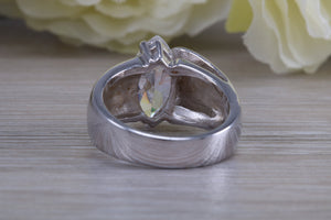 Sterling silver Marquise set dress ring, very unique design