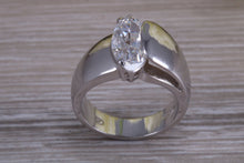 Load image into Gallery viewer, Sterling silver Marquise set dress ring, very unique design