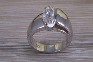 Sterling silver Marquise set dress ring, very unique design