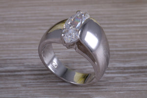 Sterling silver Marquise set dress ring, very unique design