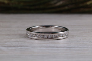 Half carat Round cut Diamonds Chanel set Ring, Available in your Choice of Precious Metals