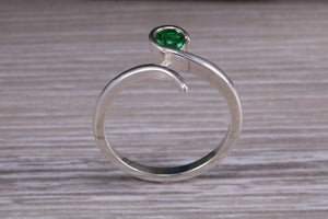 Sterling Silver Emerald C Z set Ring