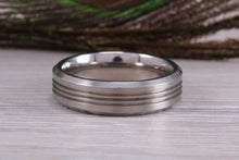 Load image into Gallery viewer, Titanium patterened band, light weight and very durable, choice of widths , perfect as wedding band or fashion ring